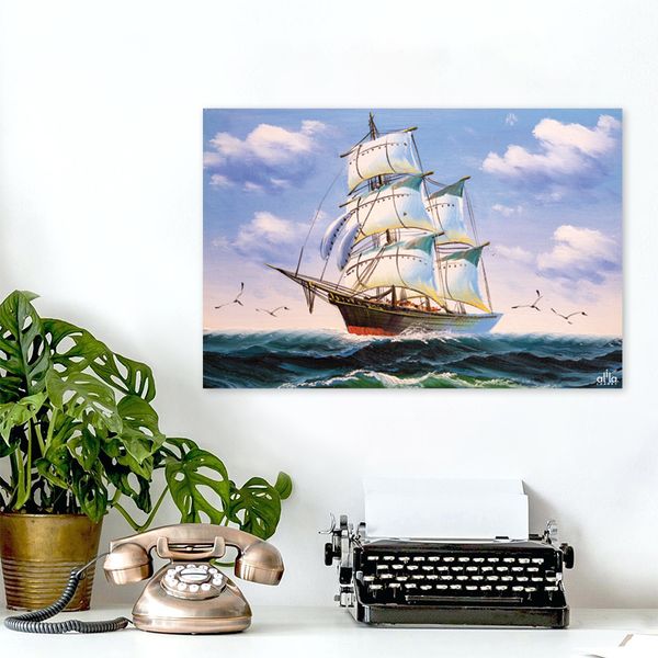 Tranh Canvas Thuyền Buồm Trên Sóng Alila (60x90cm - 80x120cm - 100x150cm)