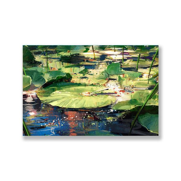 Tranh Treo Tường Ao Sen Ngày Xuân (40x60cm - 50x75cm - 60x90cm)