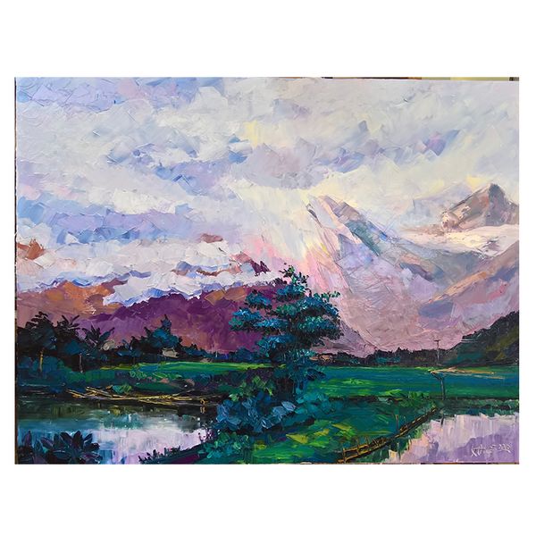 Tranh Sáng Tác - Bản Gốc - Tranh Sơn Dầu Bình Minh (68x89cm)