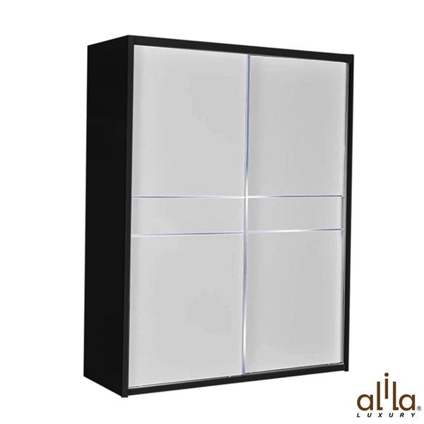 Tủ Quần Áo Cửa Lùa 2 Cánh Viền Nâu KW602E Alila (164 x 62.5 x 210 cm)