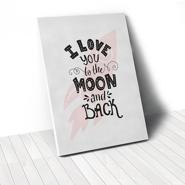 Tranh Canvas Quote I Love You To The Moon And Back  (40x60cm)