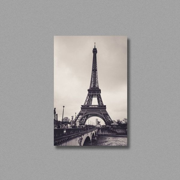 Tranh Canvas Tháp Eiffel Bên Kia Sông Trắng Đen (40x60cm - 50x75cm - 60x90cm)