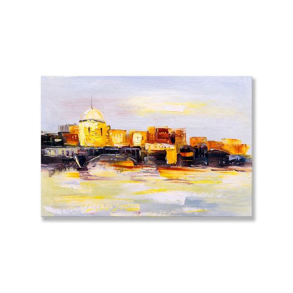 Tranh Canvas Vẽ Sơn Dầu Thành Phố Hoàng Hôn (40x60cm - 50x75cm - 60x90cm)