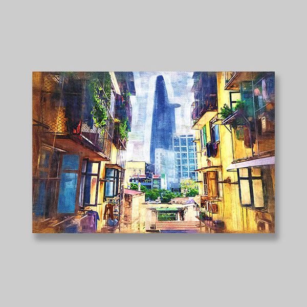 Tranh Canvas Tầm Nhìn Bitexco Màu Nước (40x60cm - 50x75cm - 60x90cm)