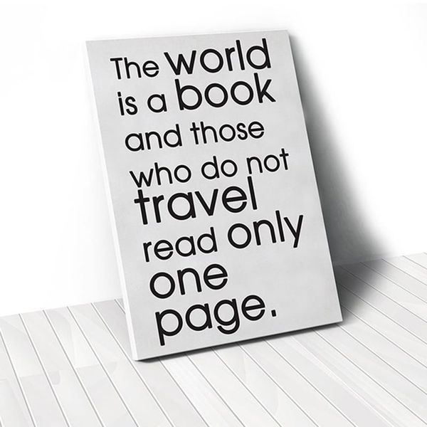 Tranh Canvas Quotes The World Is A Book (40x60cm - 50x75cm - 60x90cm)