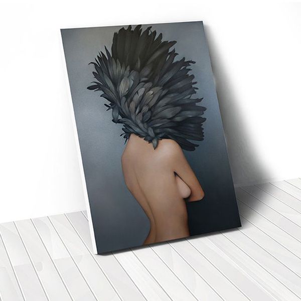 Tranh Nghệ Thuật Lady With Feather 003 (40x60cm - 50x75cm - 60x90cm)