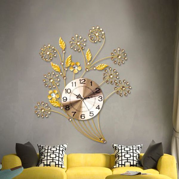 Đồng Hồ Treo Tường Tia Pháo Hoa Vàng TX Decor (60x54cm)