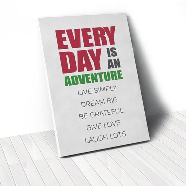 Tranh Canvas Quotes Everyday Is An Adventure Green And Red (40x60cm - 50x75cm - 60x90cm)