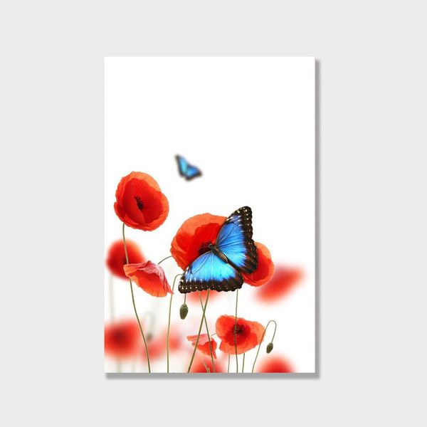 Tranh Canvas Bướm Xanh Vườn Hoa Cam (40x60cm - 50x75cm - 60x90cm)