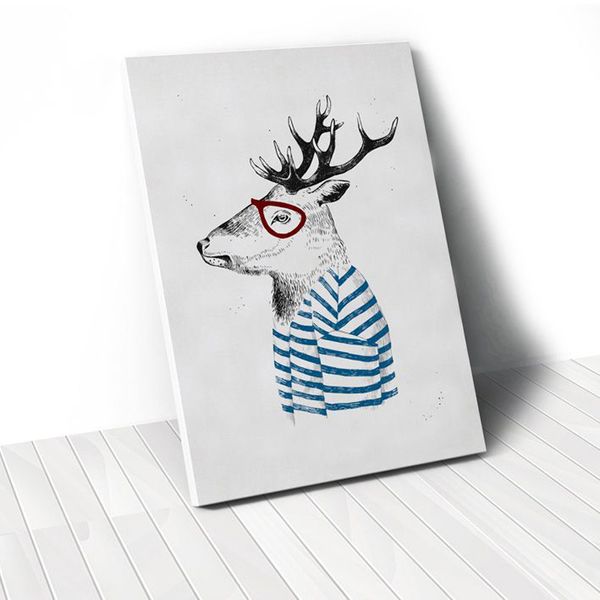 Tranh Canvas Deer With Blue T-Shirt (40x60cm - 50x75cm - 60x90cm)