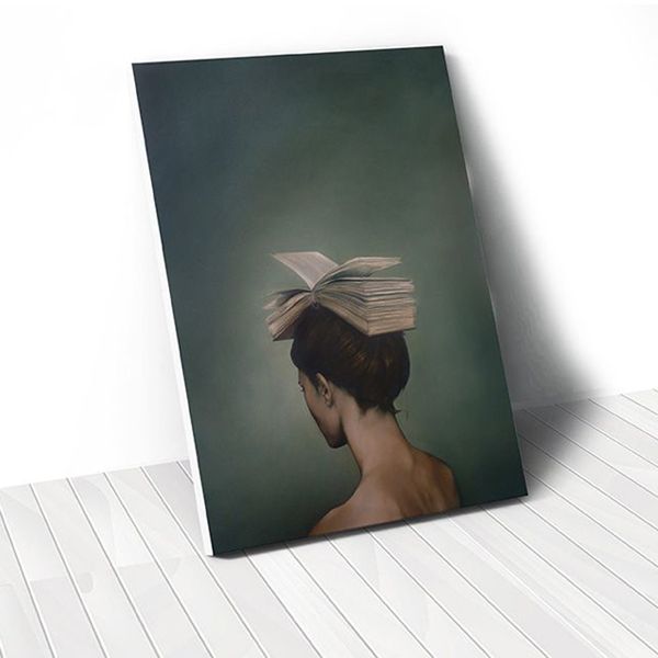 Tranh Nghệ Thuật Lady And Book (40x60cm - 50x75cm - 60x90cm)