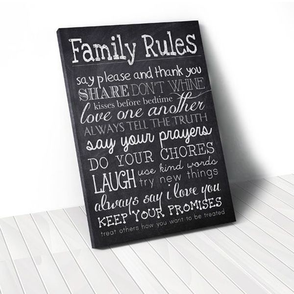 Tranh Canvas Quotes Family Rules Black (40x60cm - 50x75cm - 60x90cm)