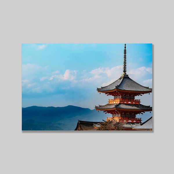Tranh Canvas Đỉnh Tháp Nhật Bên Núi (40x60cm - 50x75cm - 60x90cm)