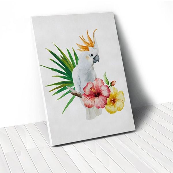 Tranh Canvas Parrot With Flower 1 (40x60cm - 50x75cm - 60x90cm)