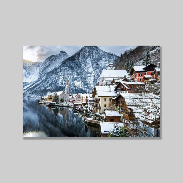 Tranh Canvas Ngôi Làng Hallstats Austria Mùa Đông (40x60cm - 50x75cm - 60x90cm)