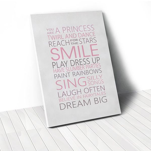 Tranh Canvas Quotes Smile Pink (40x60cm - 50x75cm - 60x90cm)