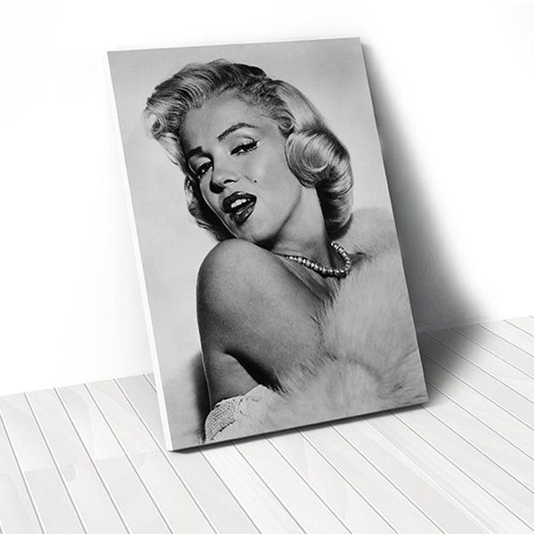 Tranh Canvas Nữ Ca Sĩ Marilyn Monroe Trắng Đen (40x60cm - 50x75cm - 60x90cm)