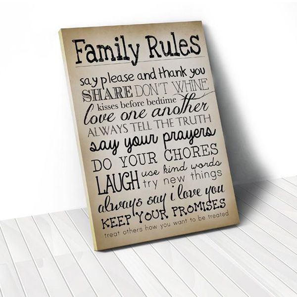 Tranh Canvas Quotes Family Rules Vintage (40x60cm - 50x75cm - 60x90cm)