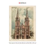 Tranh giấy dó Nhà thờ Đức Bà Sài Gòn (khổ lớn 30,5 x 39,5 cm)