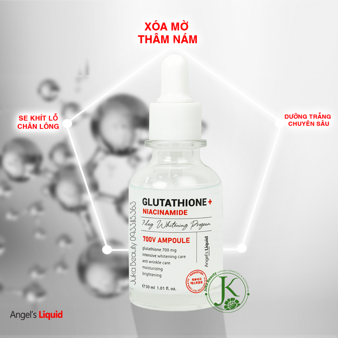  Tinh chất hỗ trợ dưỡng trắng, giảm nám Angel’s Liquid 7 Day Whitening Program Glutathione + Niacinamide Ampoule 30ml 