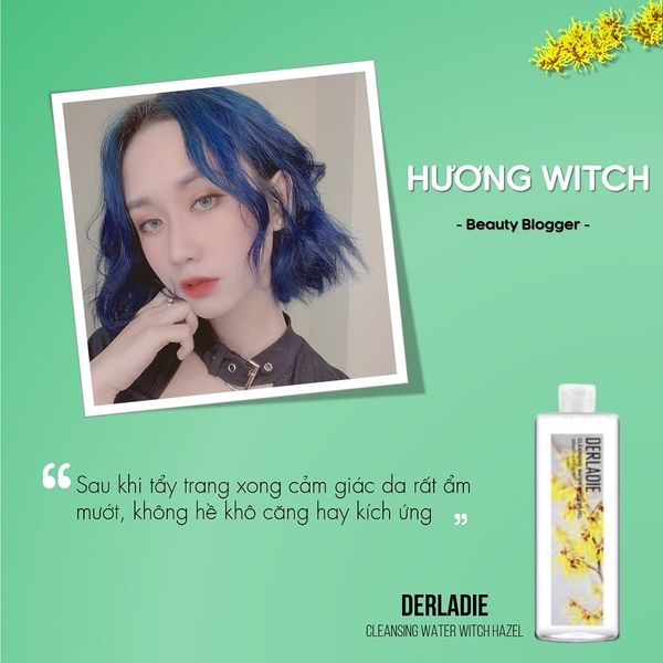  Nước tẩy trang làm sạch da, kháng khuẩn dịu nhẹ Derladie Cleansing Water Witch Hazel 