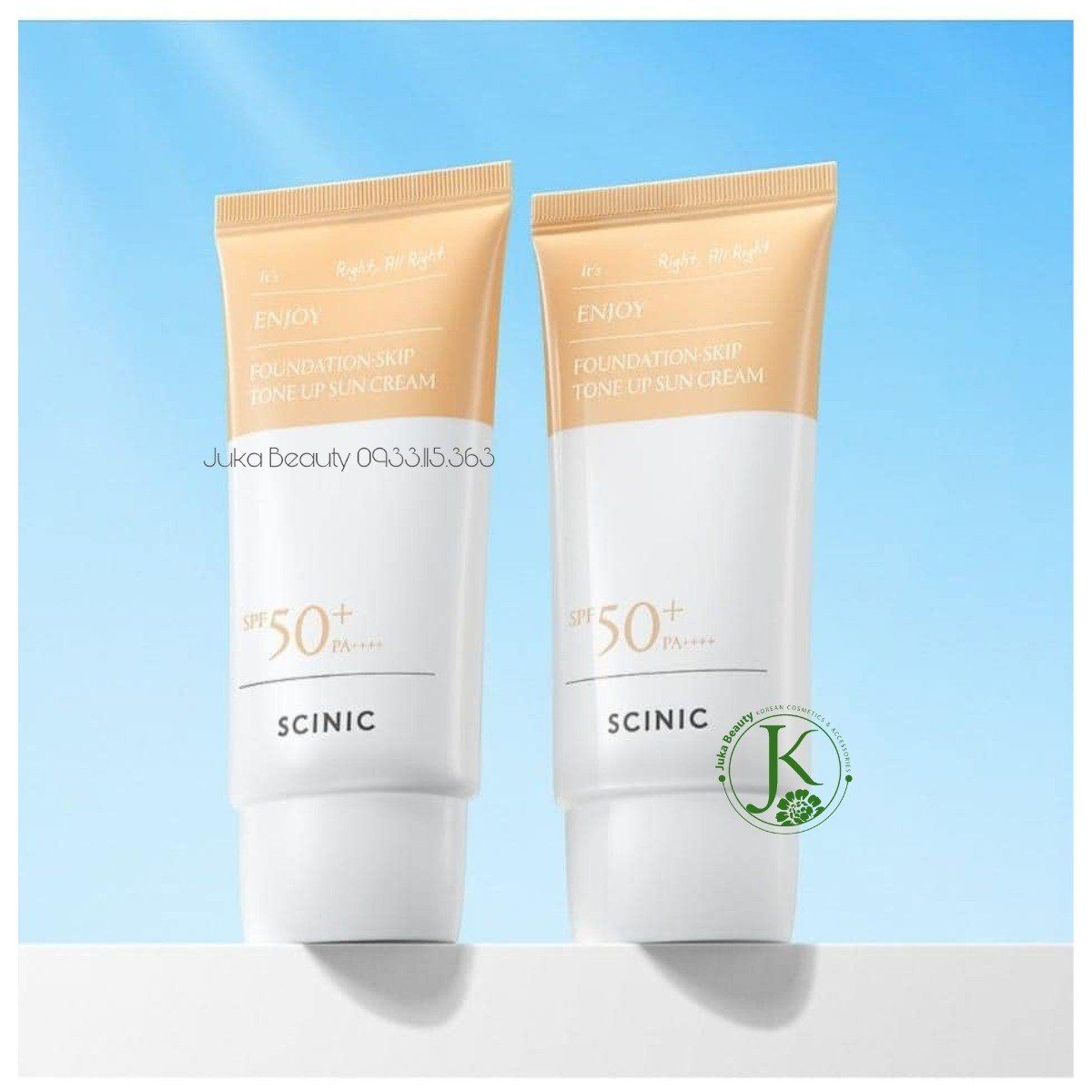  Kem Chống Nắng Nâng Tone Tự Nhiên Scinic Enjoy Foundation Skip Tone Up Sun Cream SPF50+ PA++++ 50g 