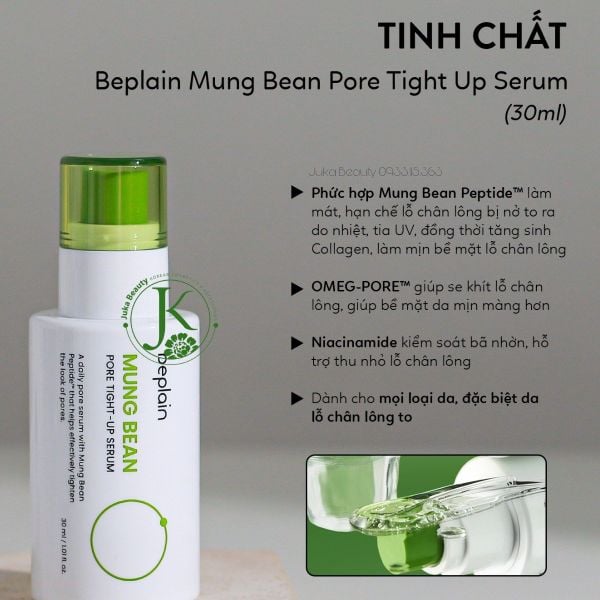  Tinh Chất Se Khít Lỗ Chân Lông Beplain Mung Bean Pore TightA Up Serum 30ml 