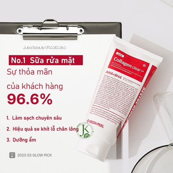  Sữa Rửa Mặt Sạch Da, Chống Lão Hóa Medi Peel Red Lacto Collagen Clear 2.0 300ml 