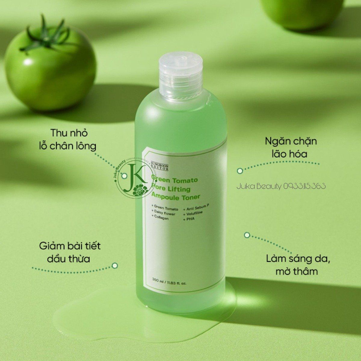  Nước Hoa Hồng Dưỡng ẩm, Thu Nhỏ Lỗ Chân Lông Sungboon Editor Green Tomato Pore Lifting Ampoule Toner 350ml 
