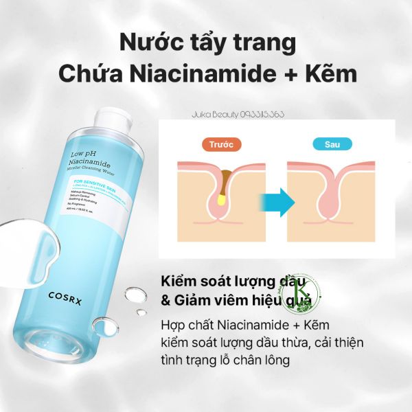  Nước Tẩy Trang Dịu Nhẹ Cho Da Nhạy Cảm Cosrx Low PH Niacinamide Micellar Cleansing Water 400ml 