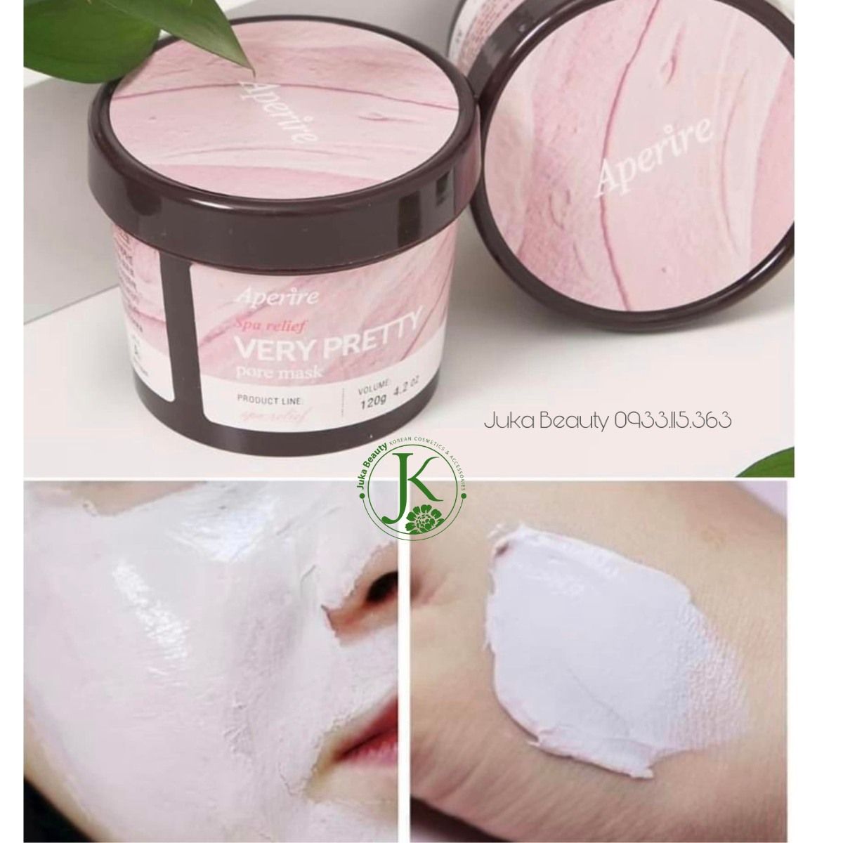  Mặt Nạ Đất Sét Làm Sạch, Sáng Da Nhạy Cảm Aperire Spa Relief VERY PRETTY Pore Mask 120g 