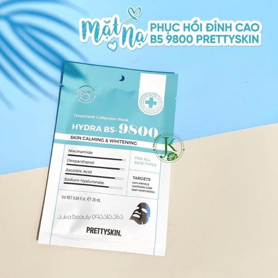  Mặt Nạ Giấy Phục Hồi, Dưỡng Trắng PrettySkin Treatment Collection Mask Hydra B5-9800 25ml (1 miếng) 