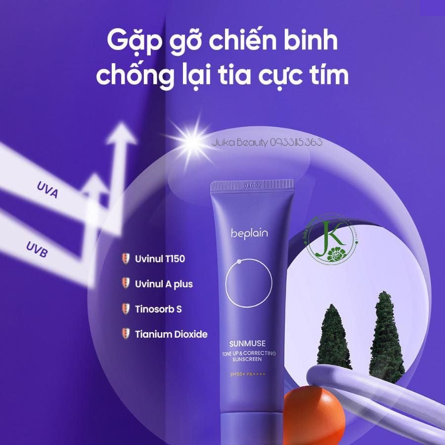  (Mẫu mới) Kem Chống Nắng Cà Rốt Tím, Nâng Tone Da Beplain Sunmuse Tone Up & Correcting Sunscreen SPF50+ PA++++ 50ml 