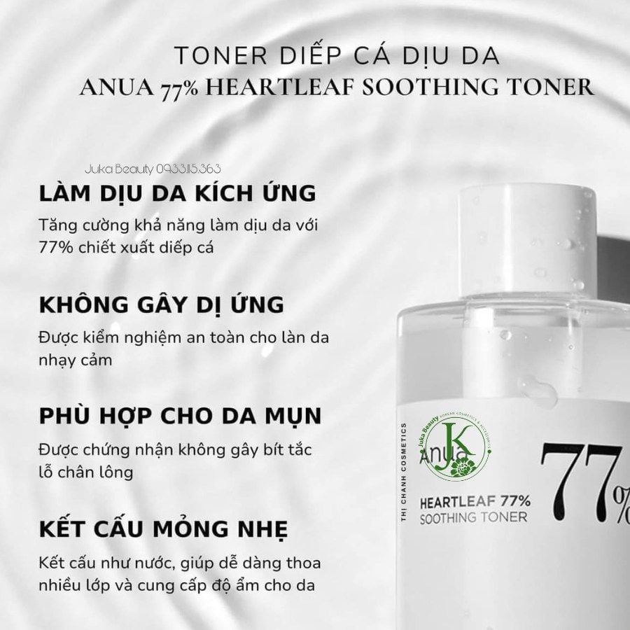 Nước Hoa Hồng Diếp Cá Dưỡng ẩm, Dịu Da Anua Heartleaf 77% Soothing Ton ...