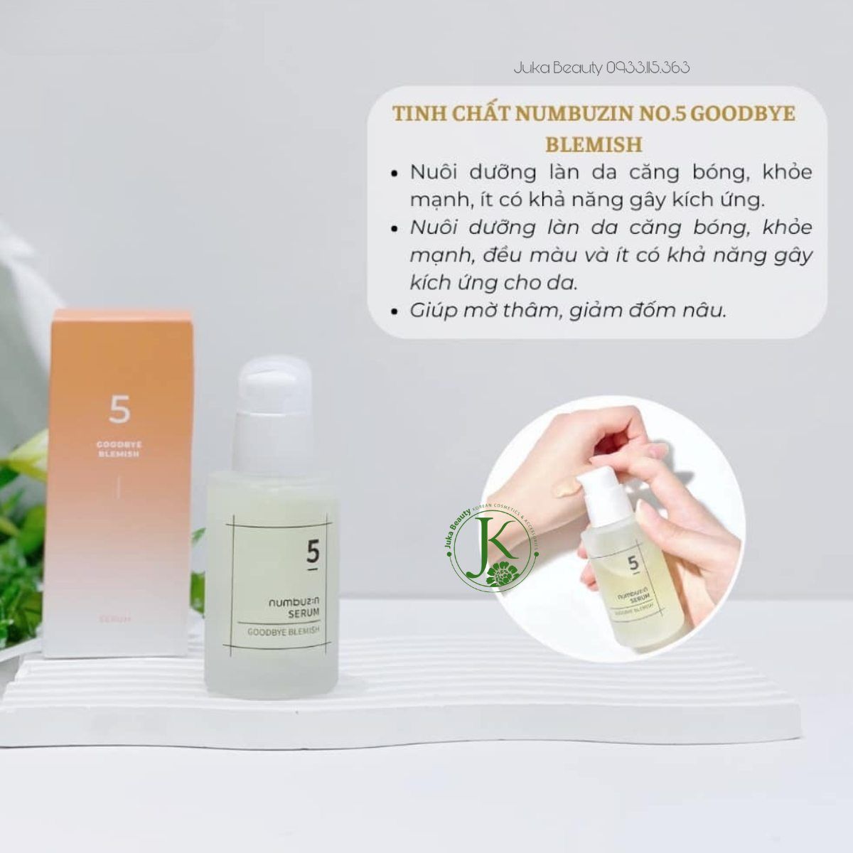  Tinh Chất Dưỡng Sáng, Giảm Mụn, Mờ Thâm Numbuzin Goodbye Blemish Serum No.5 50ml 