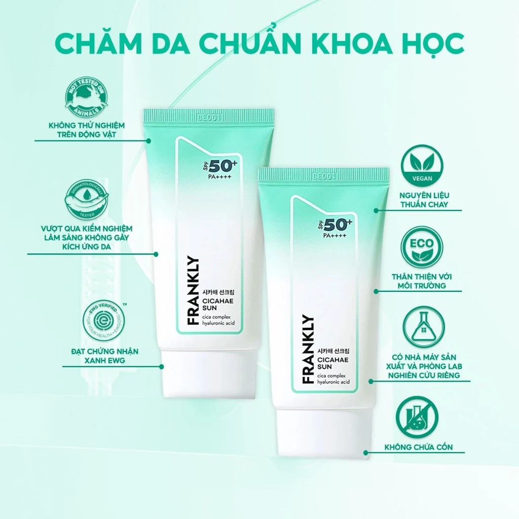  Kem Chống Nắng Dịu Da, Dưỡng ẩm Frankly Cicahae Suncreen SPF50+ PA++++ 50ml 