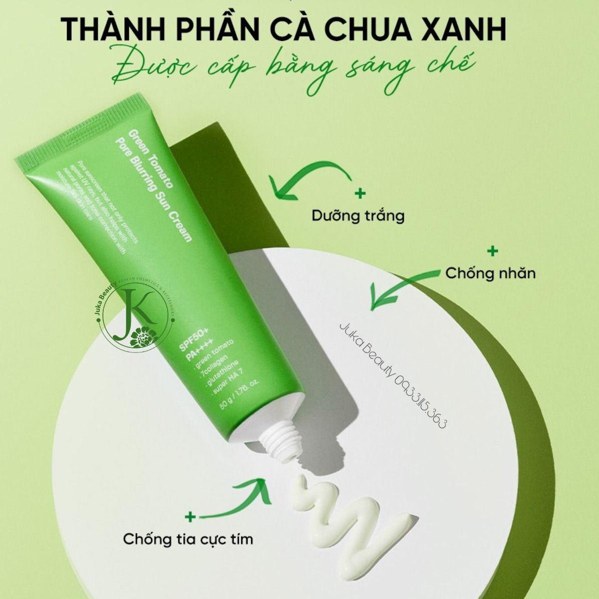  Kem Chống Nắng Cà Chua Xanh Sungboon Editor Green Tomato Pore Blurring Sun Cream SPF50+ PA++++ 50g 