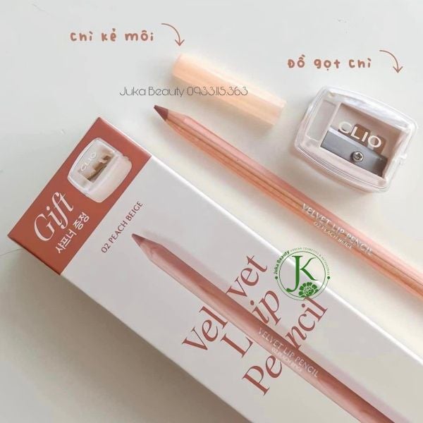  Chì Kẻ Viền Môi Clio Velvet Lip Pencil (Kèm Gọt Chì) 1.45g 