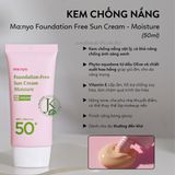  (Hồng) Kem Chống Nắng Nâng Tone, Che Khuyết Điểm Ma:nyo Foundation Free Sun Cream Moisture SPF50+ PA++++ 50ml 