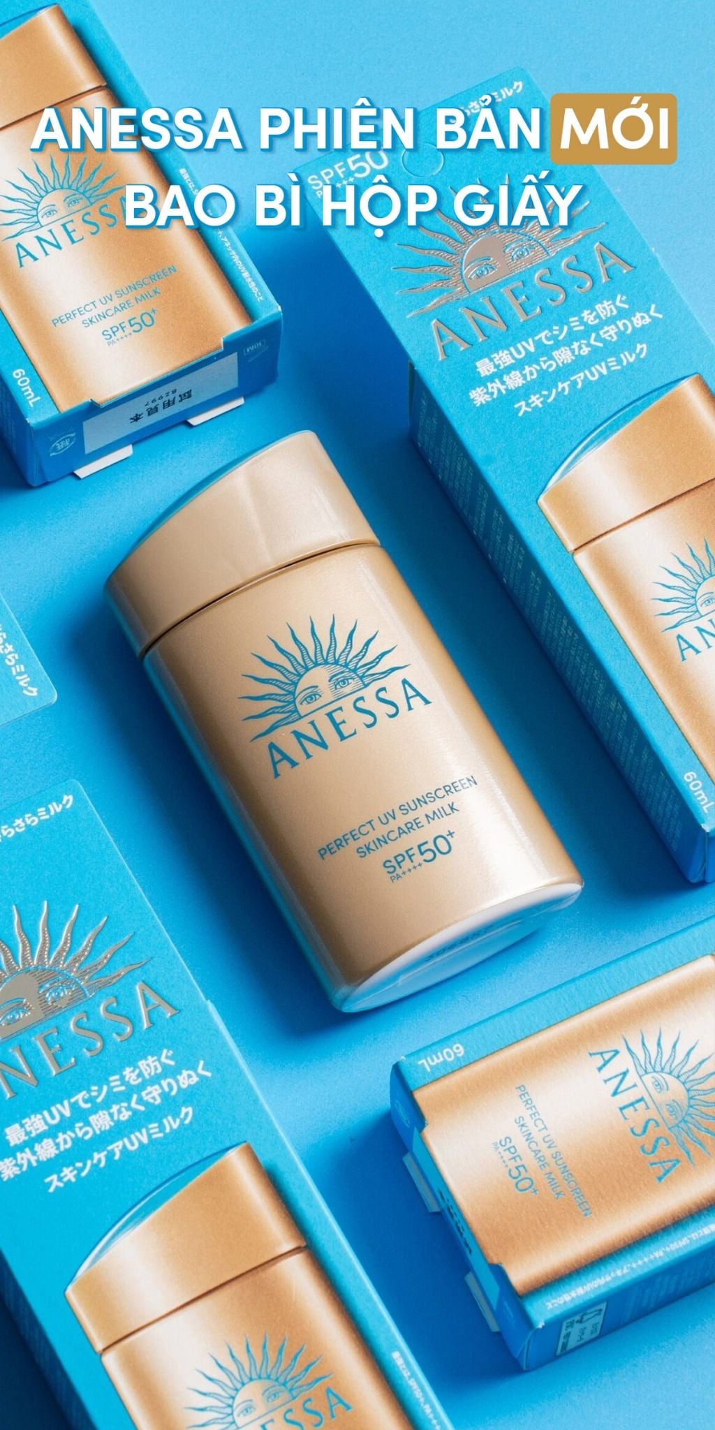  (NEW 2024) Kem Chống Nắng Dạng Sữa, Kiềm Dầu Anessa Perfect UV Sunscreen Skincare Milk SPF50+ PA++++ 60ml 
