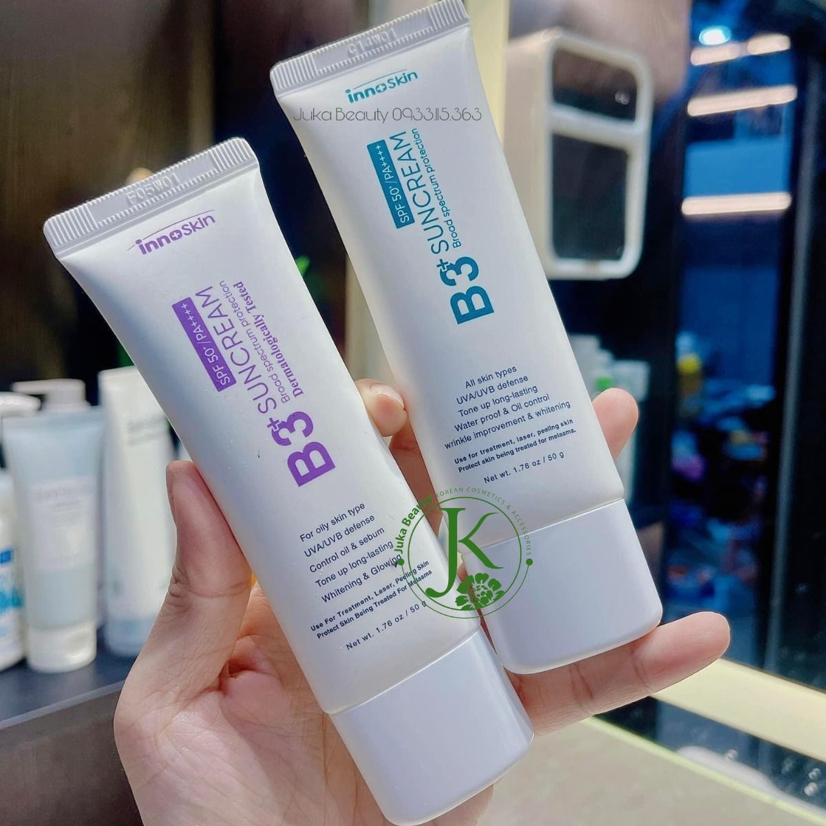  Kem Chống Nắng Phổ Rộng, Nâng Tone Innoskin B3 Suncream 50g 