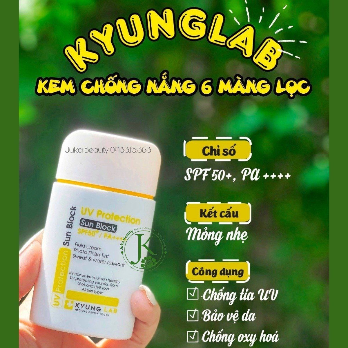  Kem Chống Nắng 6 Màng Lọc, Nâng Tone Kyung Lab UV Protection Sun Block 50ml 