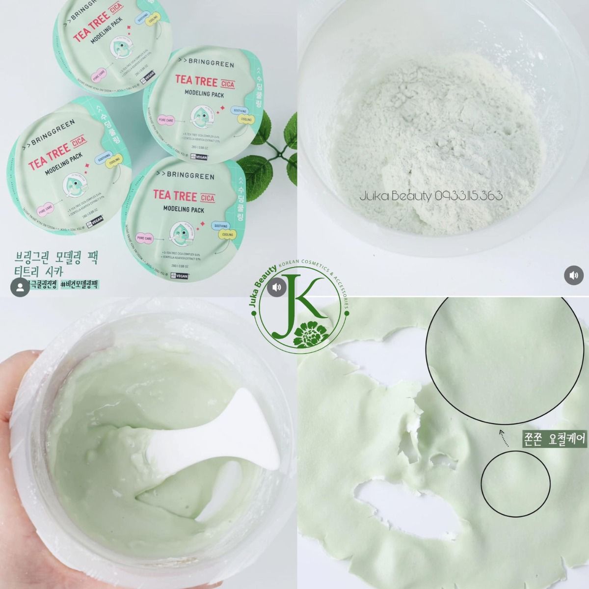  (SALE LỖ HSD 7/26) Mặt Nạ Dẻo Dịu Da Bring Green Tea Tree Cica Modeling Pack 28g 