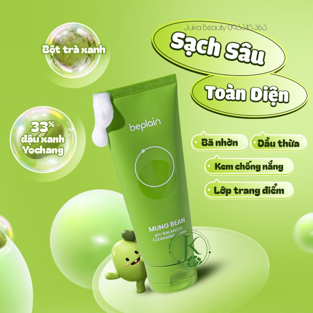  Sữa Rửa Mặt Đậu Xanh Cân Bằng Độ PH Beplain Mung Bean PH-Balanced Cleansing Foam 