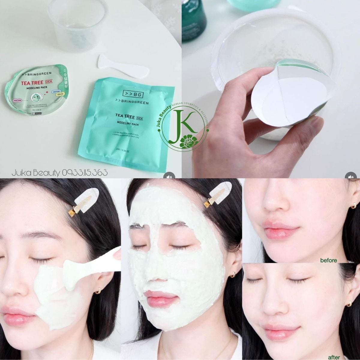 (SALE LỖ HSD 7/26) Mặt Nạ Dẻo Dịu Da Bring Green Tea Tree Cica Modeling Pack 28g 