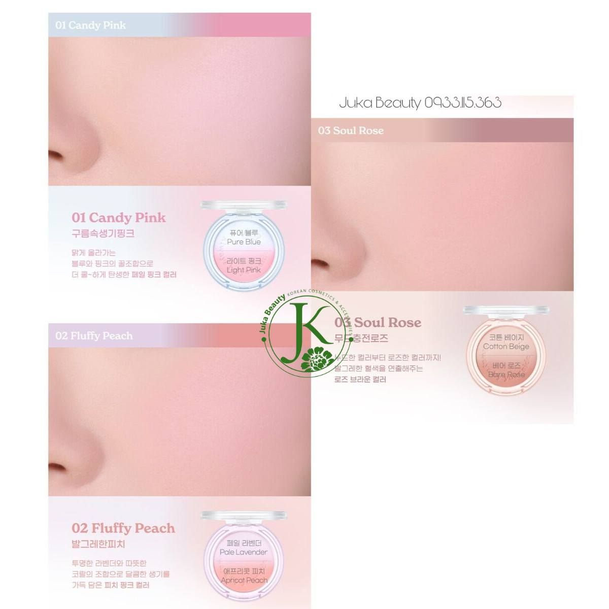  Phấn Má Hồng Peripera Pure Blushed Custom Cheek 4.2g 