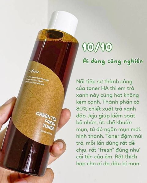  (NÂU) Nước Hoa Hồng Kiềm Dầu, Phục Hồi Da Isntree Green Tea Fresh Toner 200ml 