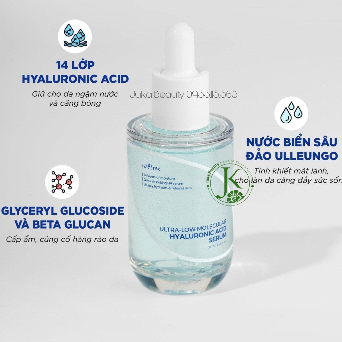  Tinh Chất Dưỡng ẩm, Cấp Nước Isntree Ultra Low Molecular Hyaluronic Acid Serum 50ml 