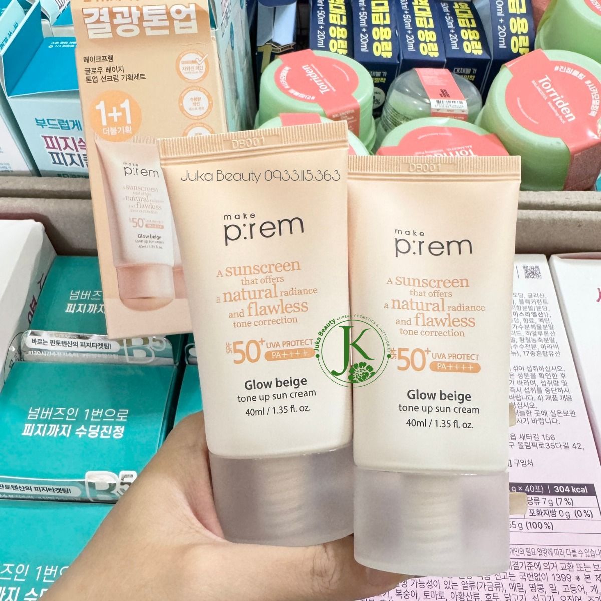  (HSD T3/2027) Kem Chống Nắng Nâng Tone Make P:rem Glow Beige Tone Up Sun Cream SPF50+ PA++++ 
