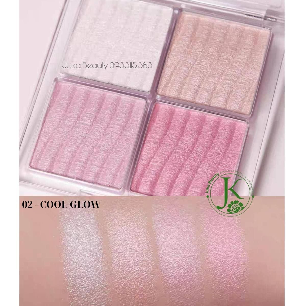  Phấn Bắt Sáng 4 Ô Wakemake Glow Contouring Highlighter Palette 7.8g 